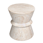 Hourglass Travertine Stone Finish Italian Design MGO Side Accent Table,size 15.4"x15.4"x17.8" perfect for both indoor and outdoor settings.